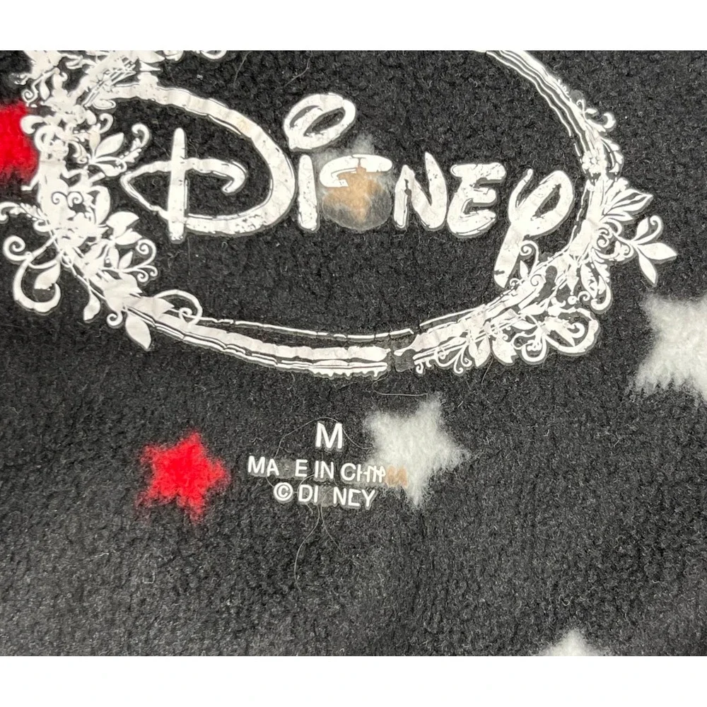 Disney Mickey Mouse Womens Fleece Footed Pajamas Union Suit Black Stars Medium M - Picture 4 of 4